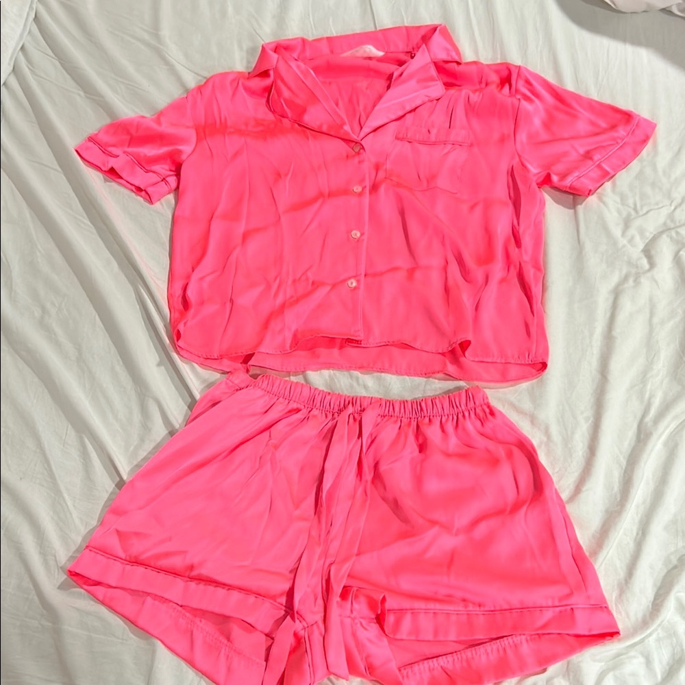Women's Pink Satin Sleepwear Set